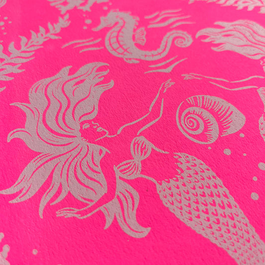 Dreamy Mermaids Neon Pink White