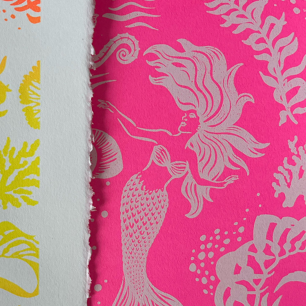 Dreamy Mermaids Neon Pink White