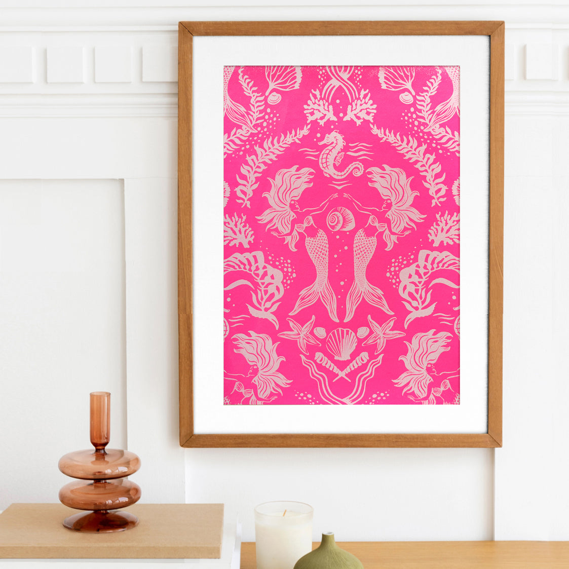 Dreamy Mermaids Neon Pink White