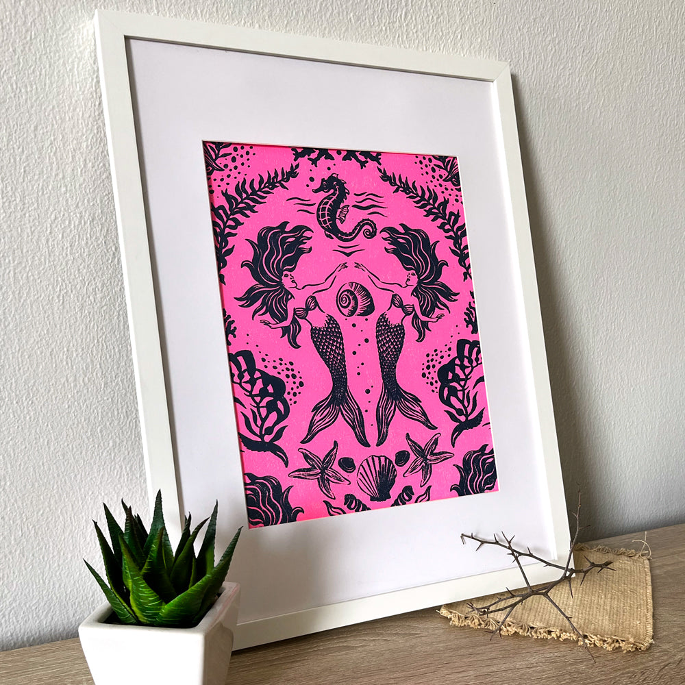 Dreamy Mermaids Neon Pink