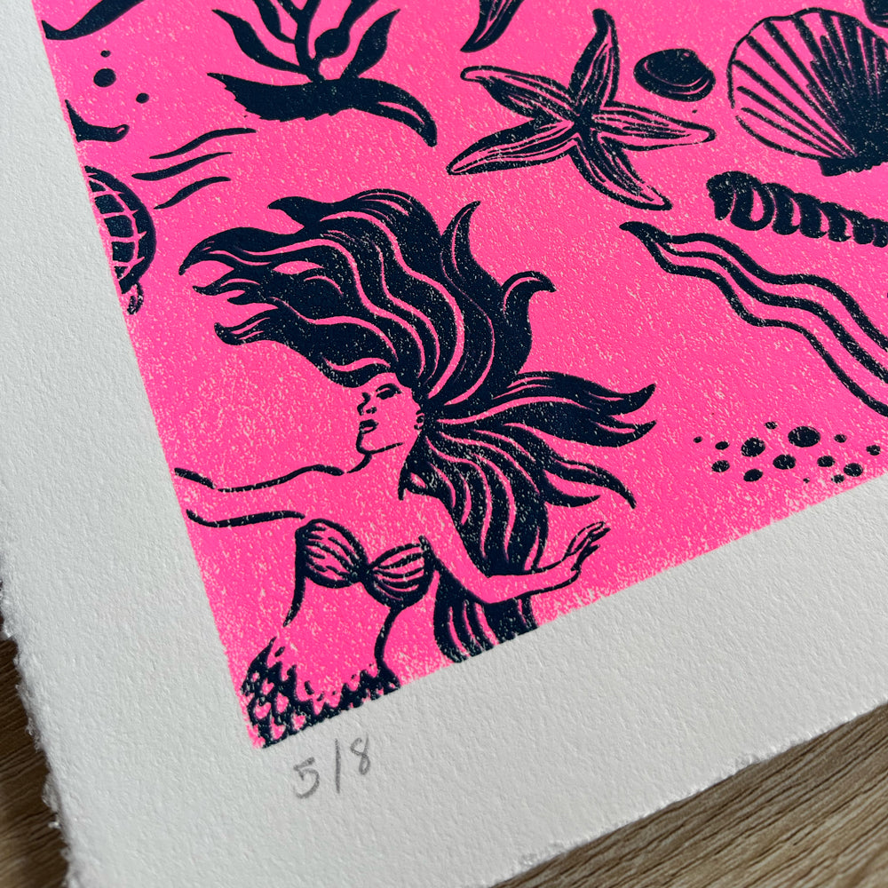 Dreamy Mermaids Neon Pink
