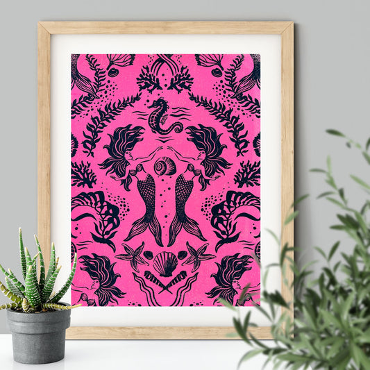 Dreamy Mermaids Neon Pink