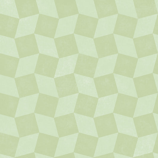 This geometric pattern wallpaper with diamond shapes in shades of green is inspired by gallery tile and is an elevated checkered pattern great for all walls.