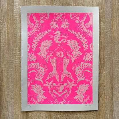 Dreamy Mermaids Neon Pink White