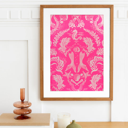 Dreamy Mermaids Neon Pink White