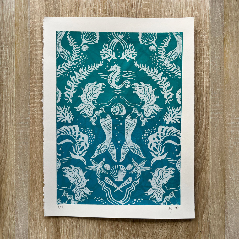 Dreamy Mermaids Ocean Blue