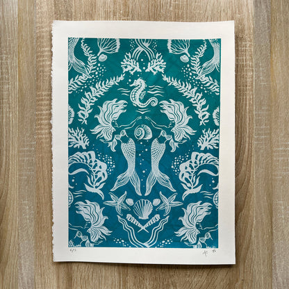 Dreamy Mermaids Ocean Blue