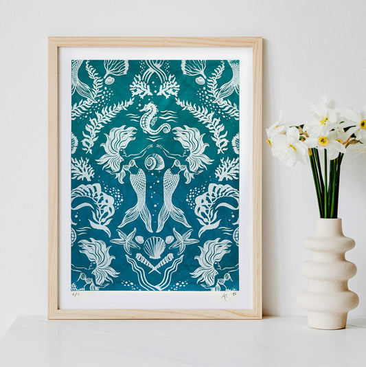 Dreamy Mermaids Ocean Blue