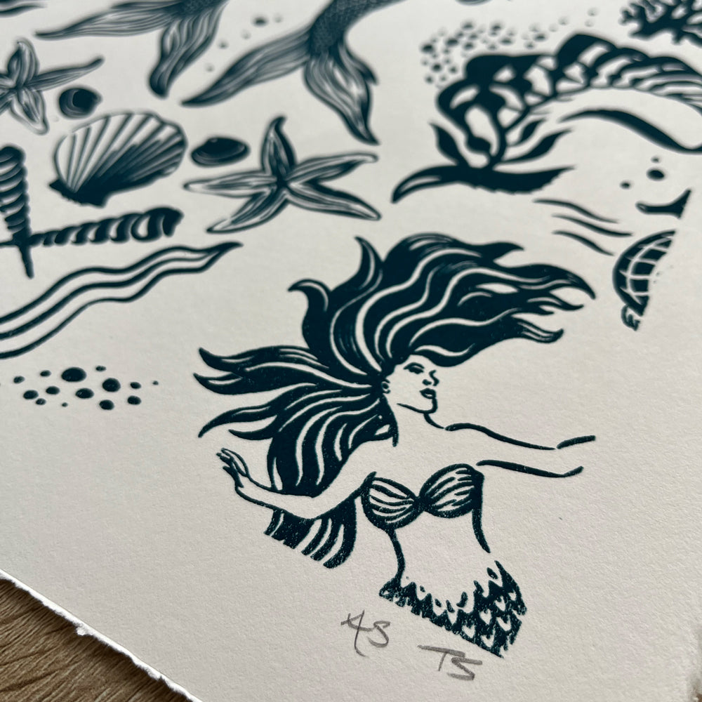Dreamy Mermaids Deep Blue